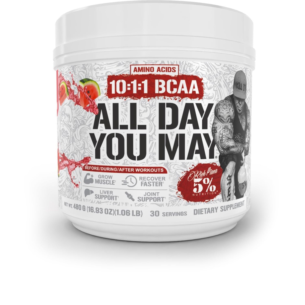 5% Nutrition Rich Piana AllDayYouMay BCAA Powder 