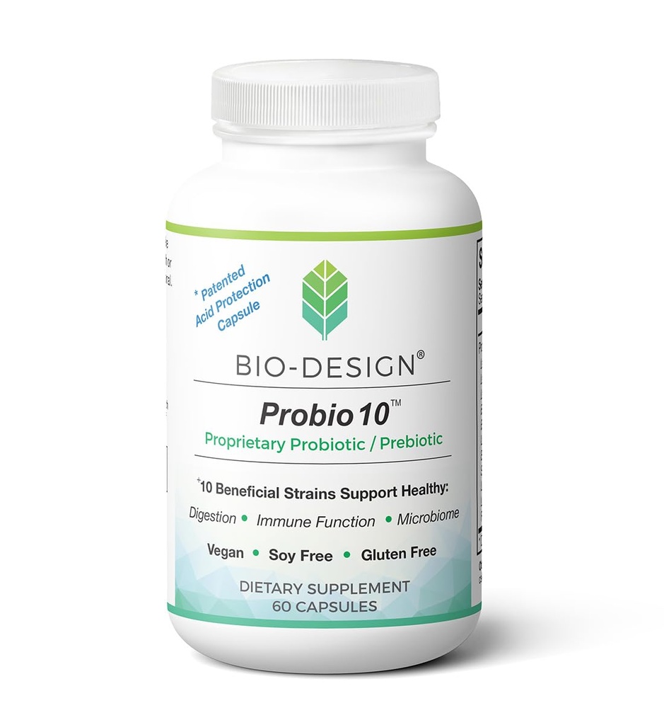 Probio10 - Daily Probiotic & Prebiotic Supplement - 10 miljardia PMY, 10 Beneficial kanta Aid in Digestion, Säännöllisyys, Immuunitoiminta, ja Gut Health - 60 Acid-Resistant kapselit