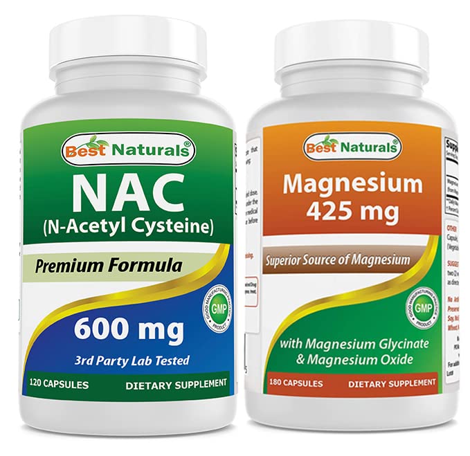 Bästa Naturals NAC 600 mg och Magnesium Glycinate 425 mg