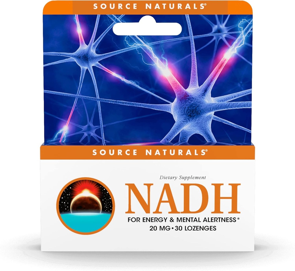 Source Naturals NADH 20mg, Tehostaa energiaa ja mielentila* - 30 Lozenges
