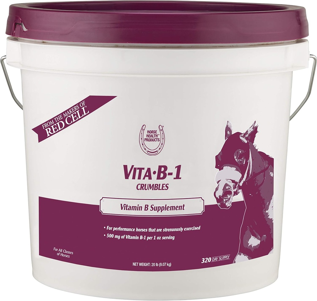 Farnam Horse Health Vita B-1 Crumbles täydentää hevosille, tukee optimaalista lihasten toimintaa ja aineenvaihduntaa suorituskykyä, 20 kiloa, 320 päivän tarjonta