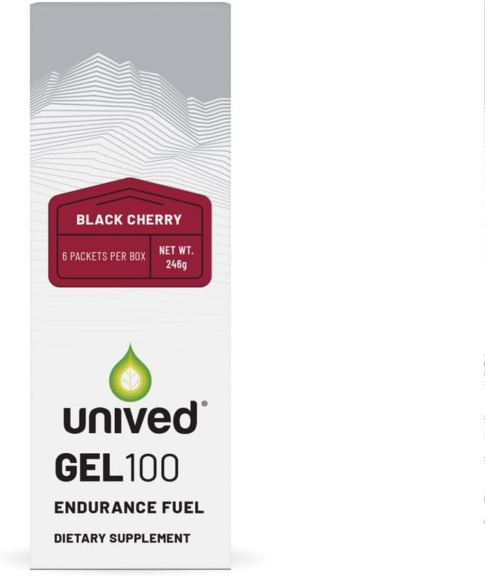 Unived Gel 100 - Vegan Energy Gel Endurance Urheilijat ja pyöräilijät - 100kcal - Black Cherry - pakkaus 6