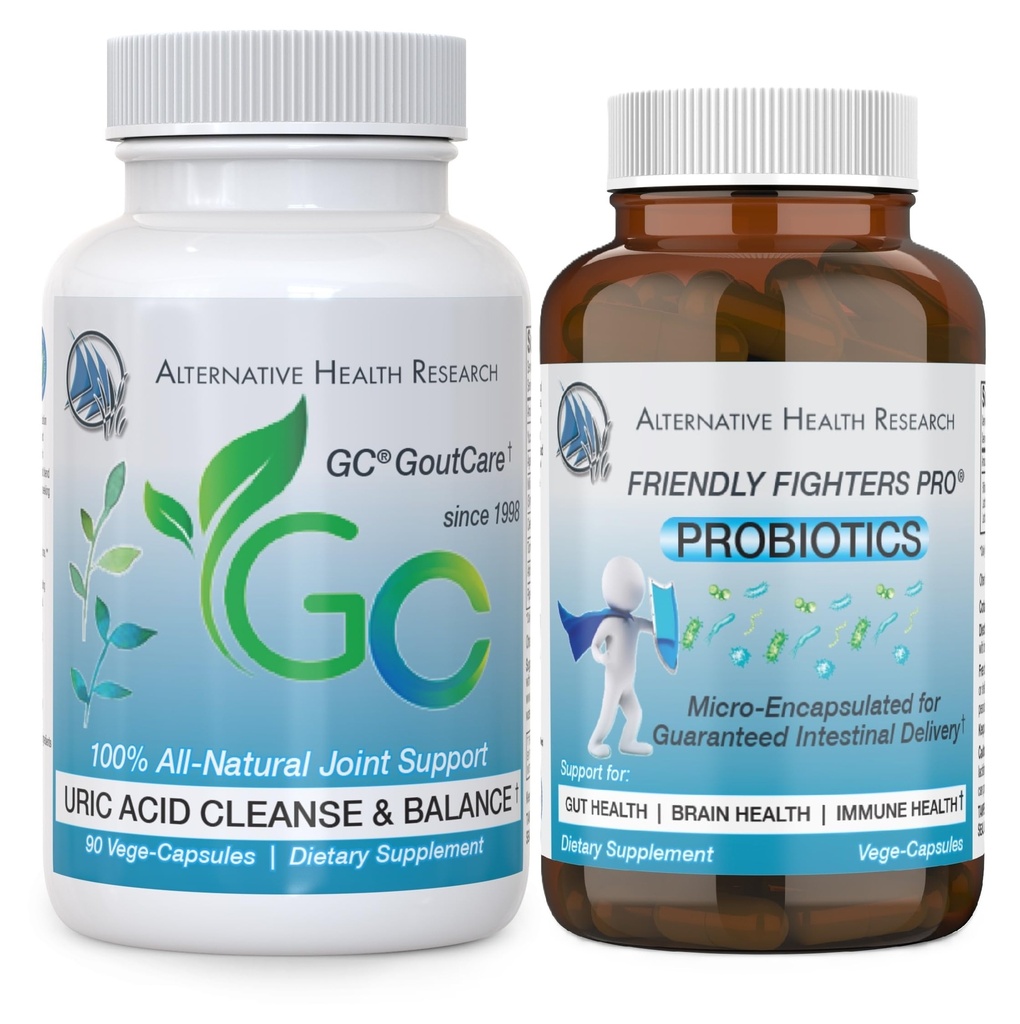 GC® GoutCare och Friendly Fighters® Probiotic: Uric Acid Cleansing Package med Microencapsulated Probiotics
