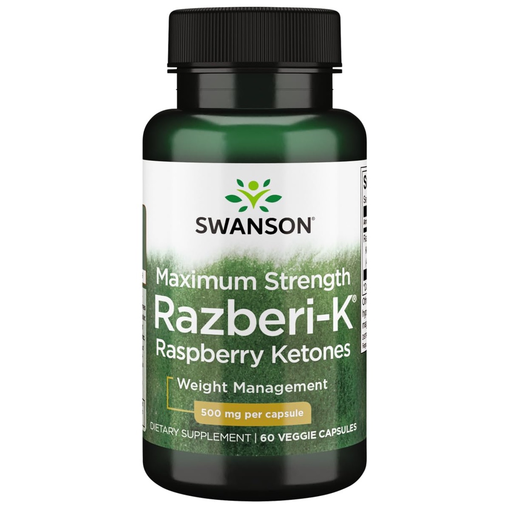 Swanson Maximum Strength Razberi- K 500 Milligrammaa 60 Veg-kapselia