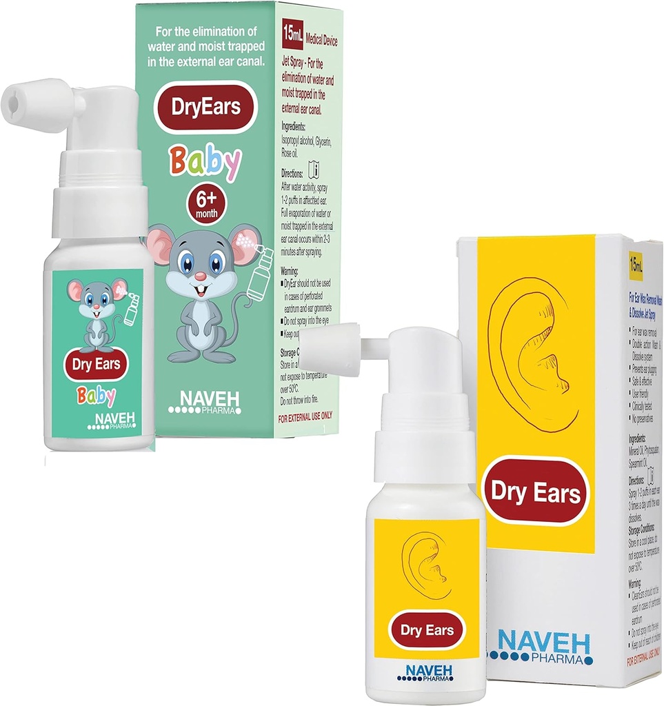 NAVEH PHARMA Dry Ears Spray 0,5 Fl Oz + NAVEH PHARMA Dry Ears Spray 1 Fl Oz