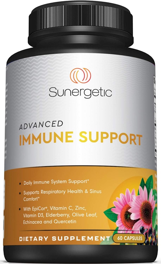 Epicor, D3, C-vitamiini, Sinkki, Elderberry, Olive Leaf Extract & Quercetin - 60 immuunikapselia