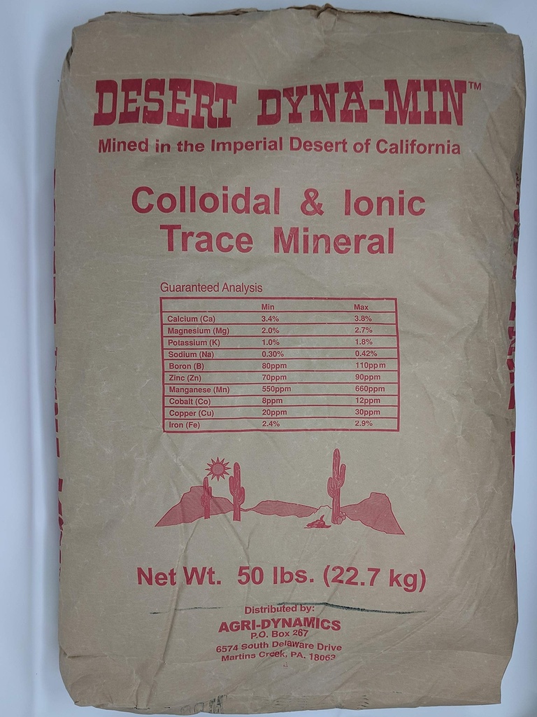 Aavikko Dyna-Min - Kolloidinen ja Ionic Trace Mineral - 50 lb Bag