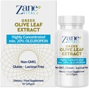 Zane Greek Olive Leaf Extract - min. 20% Oleuropein - Tarjoaa Immuuneja ja terveitä Verenpaine Support, Edistää sydän- ja verisuonijärjestelmän terveys - 60 kapselia ei-GMO, Gluteenittomat - Laktoosi Paraben vapaa