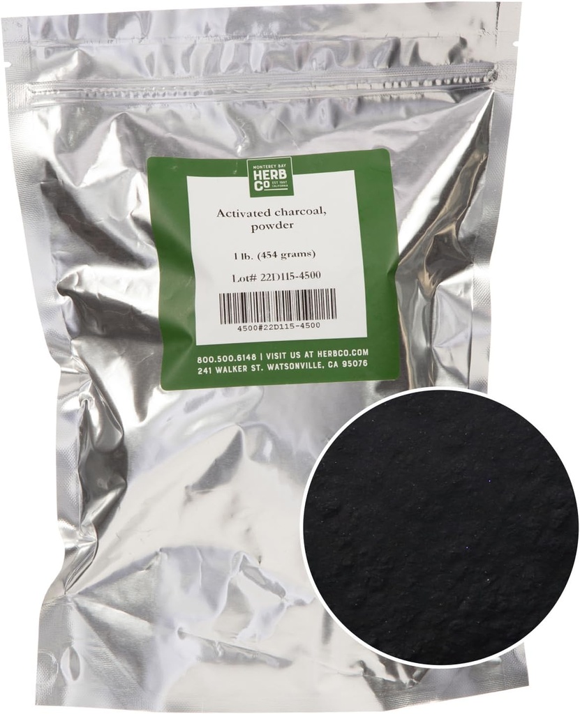 MONTEREY BAY Herb CO. Aktivoitu hiilijauhe . Käyttö kehon hoitoon, kasvonaamiot, hammastahna (1lb)