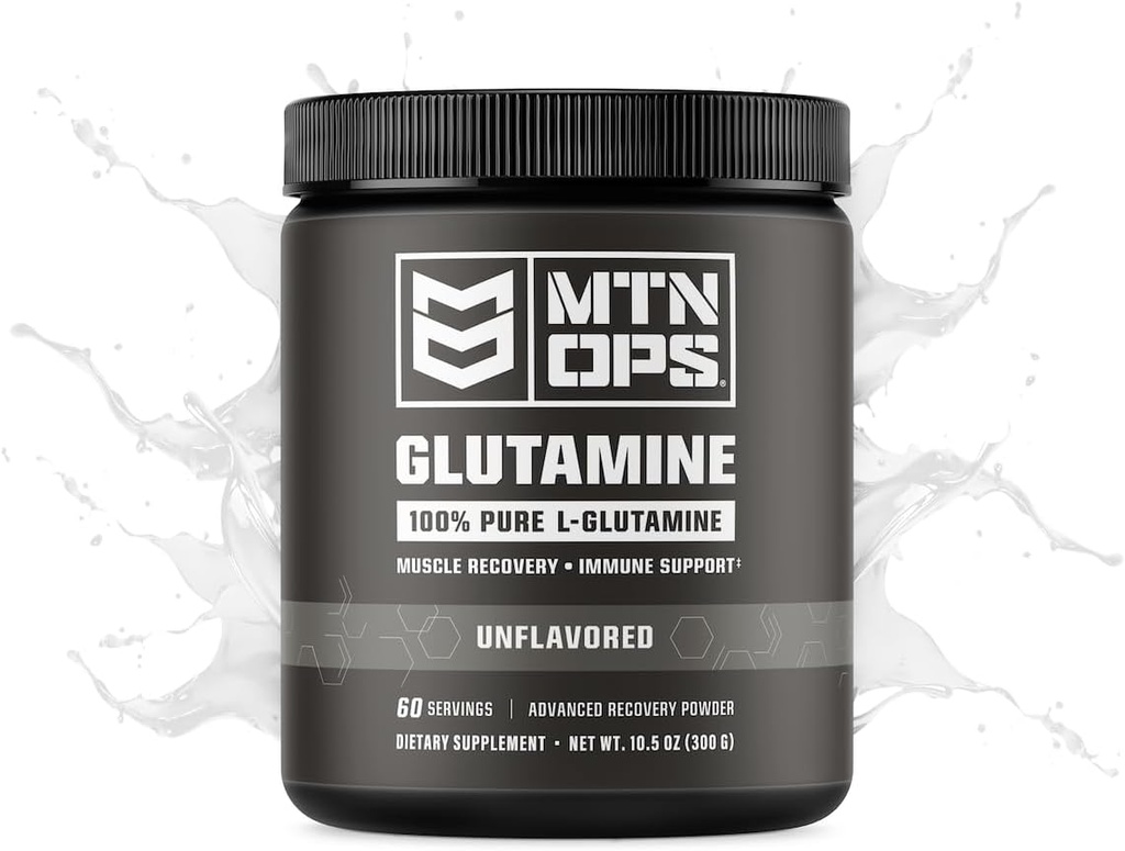 MTN OPS L-Glutaminpulver 60-serveringar / 300g av 100% ren L-Glutamin för muskelåterställning, osmakad + 5g per portion