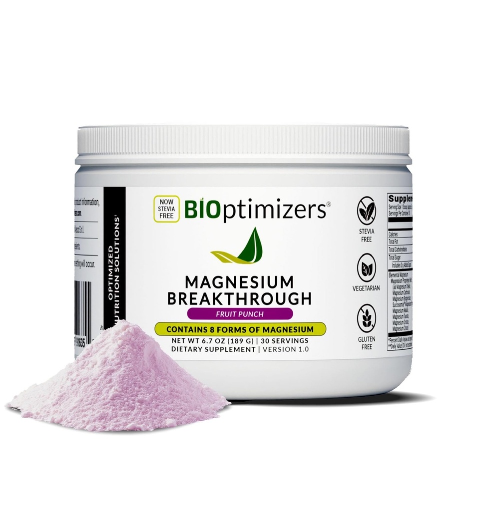 BIOptimizers Magnesium läpimurto Drink - 8 Lomakkeet magnesiumia, Elektrolyyttejä, Uniterveys, Stressi, Lihasten Recovery, Heart Support 