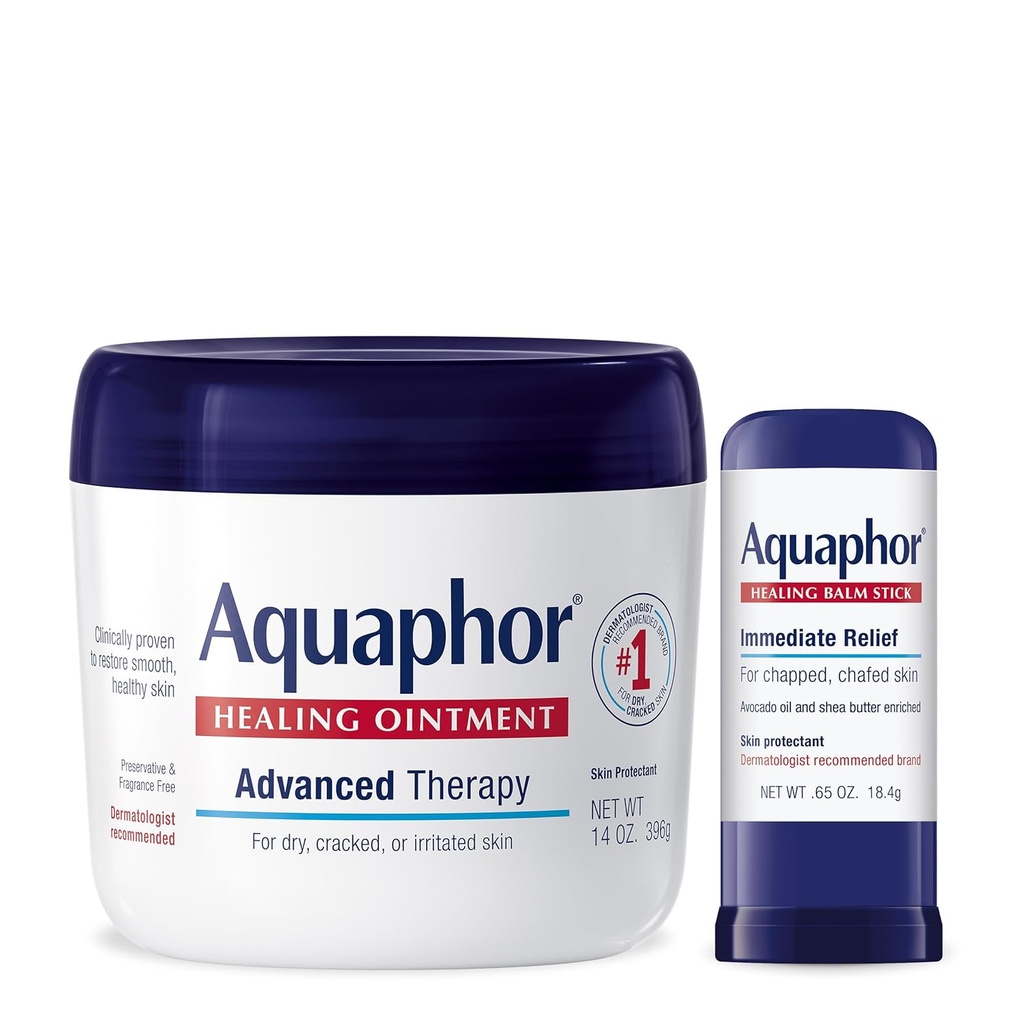 Aquaphor Advanced Therapy Parannusvoide ihonsuojaaja (14 Oz) + Parannus Balm Stick with Avokado Oil ja Shea Butter (0,65 Oz)