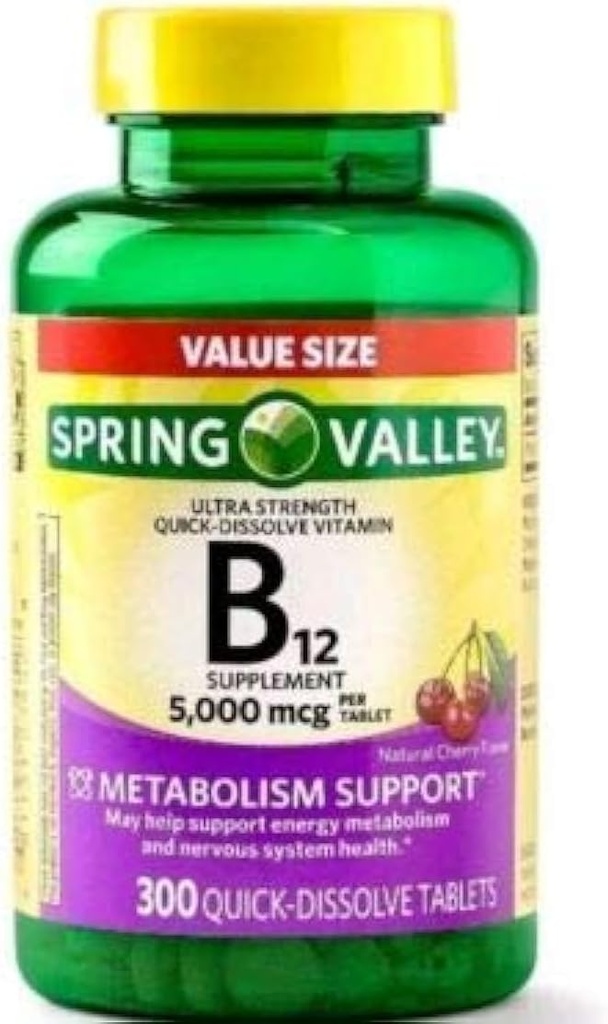 Spring Valley B12 5000 mcg 300ct Metabolia tuki