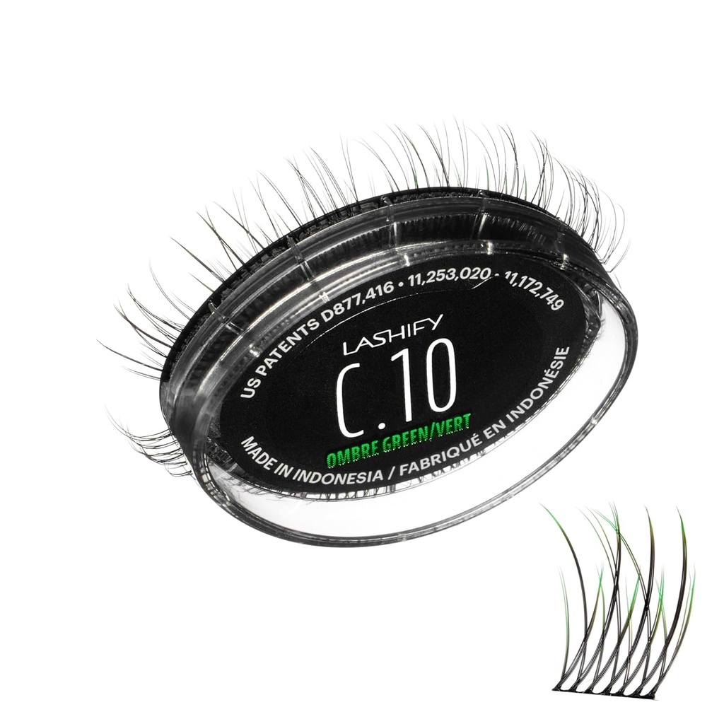 Lashify Curl 10mm Gossamer Silmänrintalaajennukset Täytä Ombre Green, Helppo DIY väärä lashes varten luonnollinen ilme