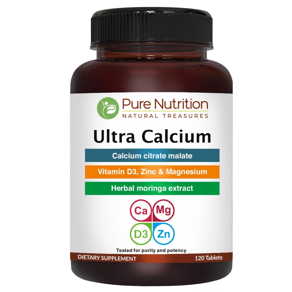 Pure Nutrition Ultra Calcium 1000 mg, jossa VIT D3 + K2 . 120 Tab. ..