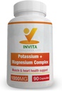 Invita Kalium Magnesiumkompleksi 1000 MG jalka- ja lihastukeen I (90 kapselia) - suuri Imeytyminen Kalium Aspartaatti magnesiumaspartaattioksidi Glycinate Glukonaatti & sitaatti