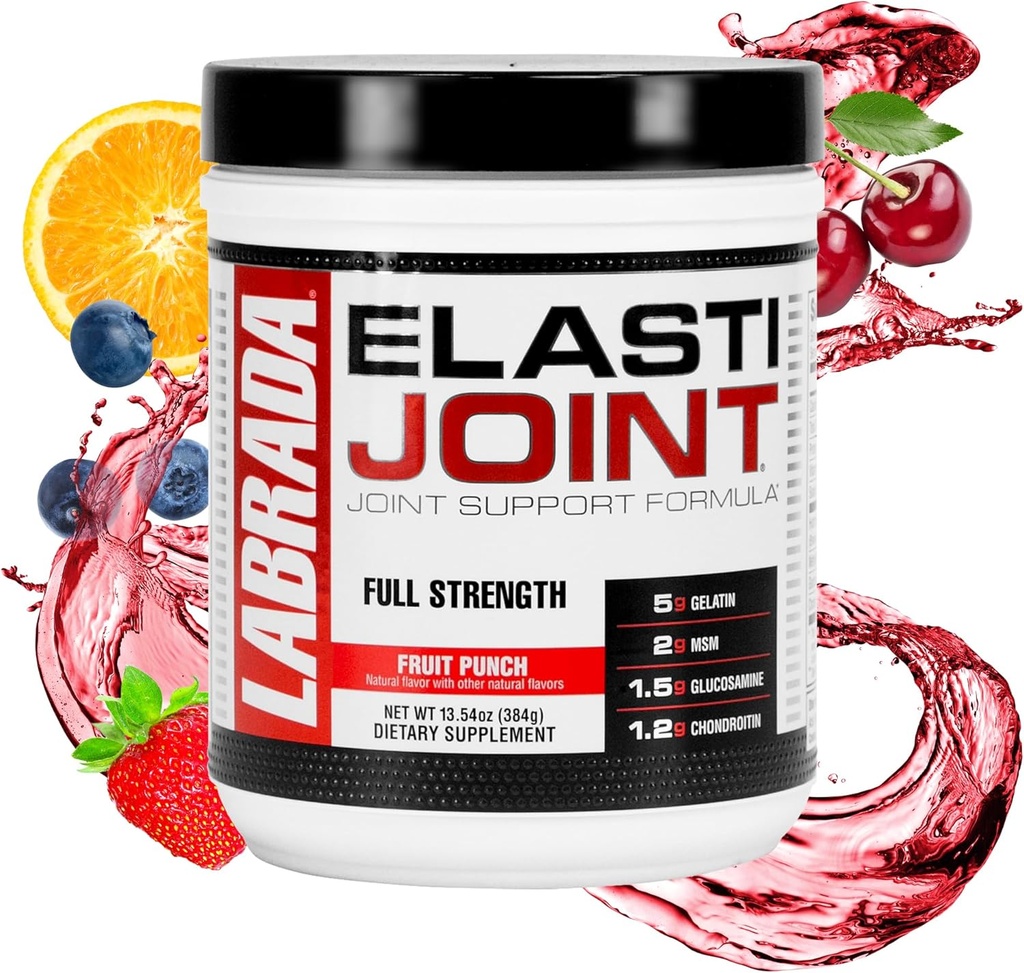 Labrada Nutrition Elastijoint, Fruit Punch, Glukosamiini Joint Support Powder for Men & Women, Health Supplement with MSM, Glukosamiini Chondroitin MSM - Gluteeniton