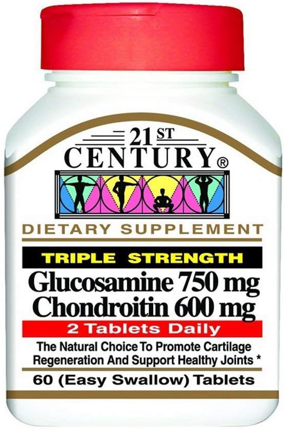2000-luvun Glukosamiini 750 mg & Chondroitin 600 mg - kolminkertainen vahvuus - 60 tablettia, 2 tabletin pakkaus