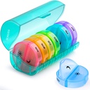 Sukuos Large Weekly Pill Organizer 2 Kertaa päivässä, Päivittäinen pillerilaatikko 7 Päivä Helppo avata kaksinkertaisella suojauksella, AM PM Pill Case for Medicine/Vitamin/Fish Oil/Supplements (Cyan)