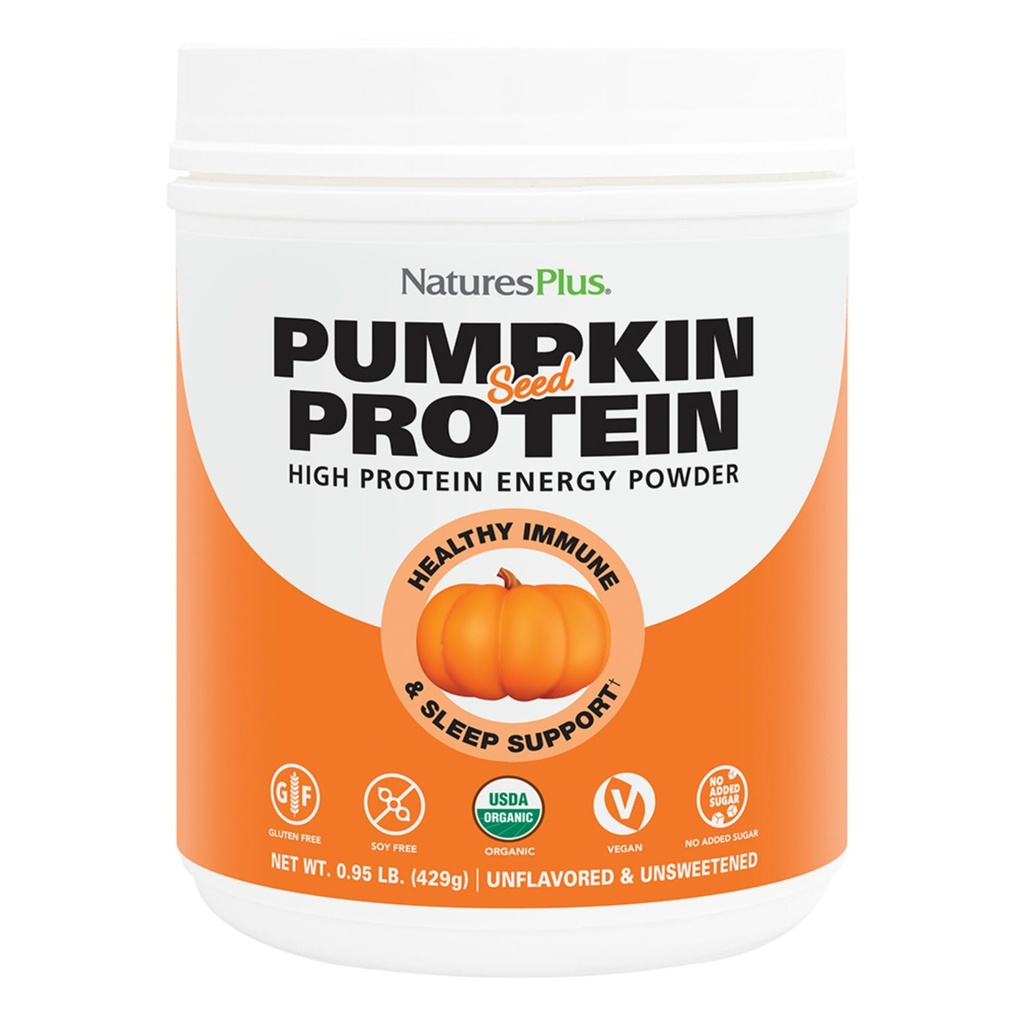 NaturesPlus Organic Kurpitsa siemenproteiini - .95 lbs Vegan proteiinijauhe - korkea energiaproteiini täydentää, edistää eturauhasen terveys, Soothes Kuukautishäiriöt - Kasvisruokaa, Gluteeniton - 15 tarjoilua