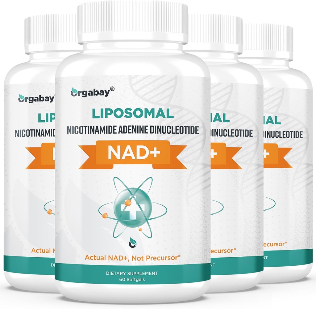 Orgabay Liposomal NAD+ Täydennys 500 mg, suuri imeytyminen, NAD+:n lisääminen 250 mg:n TMG-annoksella, todellinen NAD Plus tehokkaampi kuin Nikotinamidi Ribosidi, tukisoluenergia, terve ikääntyminen 240 Softgels