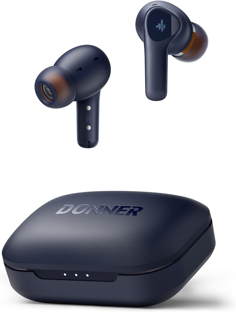 Donner Wireless Earbuds Melu Cancelling, Bluetooth 5.2 ERC-kuulokkeet, 12mm ajurit ja tasapainotettu Armature, sovellus Custom EQ, 32H Playtime, nopea lataus - Dobuds ONE, sininen