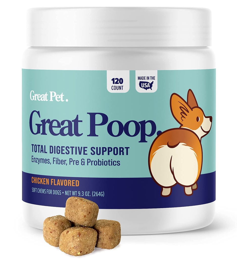 Suuri Kakka Probiootit koirille - kuitu koirille täydentää koira Probiootit ja digestiivinen Enzymes varten terve Gut, yritys uloste & ripuli Relief - Chicken Flavored Pet Soft Chews prebiootit