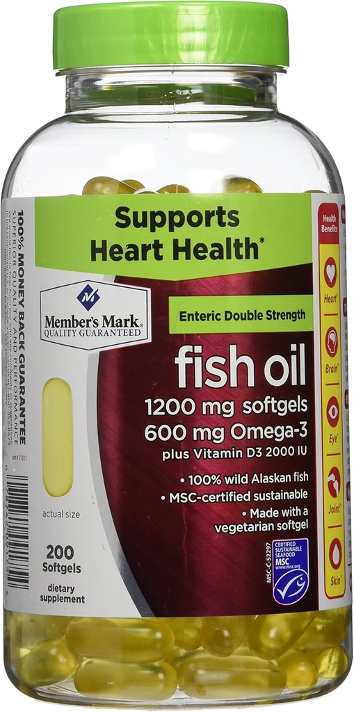 Jäsenet Mark Double Strength Fish Oil D3 - 200 ct.