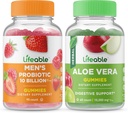 Livliga mäns probiotiska 10 miljarder + Aloe Vera, Gummies Bundle - Great Tasting, Vitamin Supplement, Gluten Free, GMO Free, Chewable Gummy