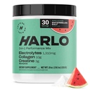 Harlo - Watermelon Salt Electrolyte Drink Mix w/Bovine Collagen & Creatiini - Creatiini Monohydraatti Powder - Energy Drink Powder - Pretreut Powder - Sokerittomia energiajuomat - Post Trenout Recovery