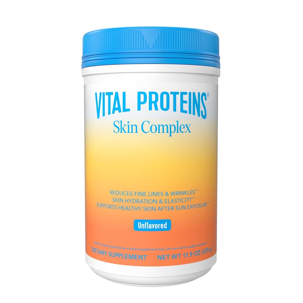 Vital Proteins Collagen Peptides for Women - 20g Hydrolysed Collagen, C-vitamiini, Hyaluronihappo, Vähentää Fine Lines & ryppyjä, Verisol & Holimel - Skin Complex Supplement, Unmarioz Kuiva-aine