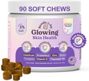Bundle x Joy Hehkuva iho ja takki täydentää koirille, 90 pehmeät purut, Probiootit koirille Colostrum, Omega 3 rasvahapot, lohiöljy, ja Turmeric, Tukee Seasonal Allergies & kutina