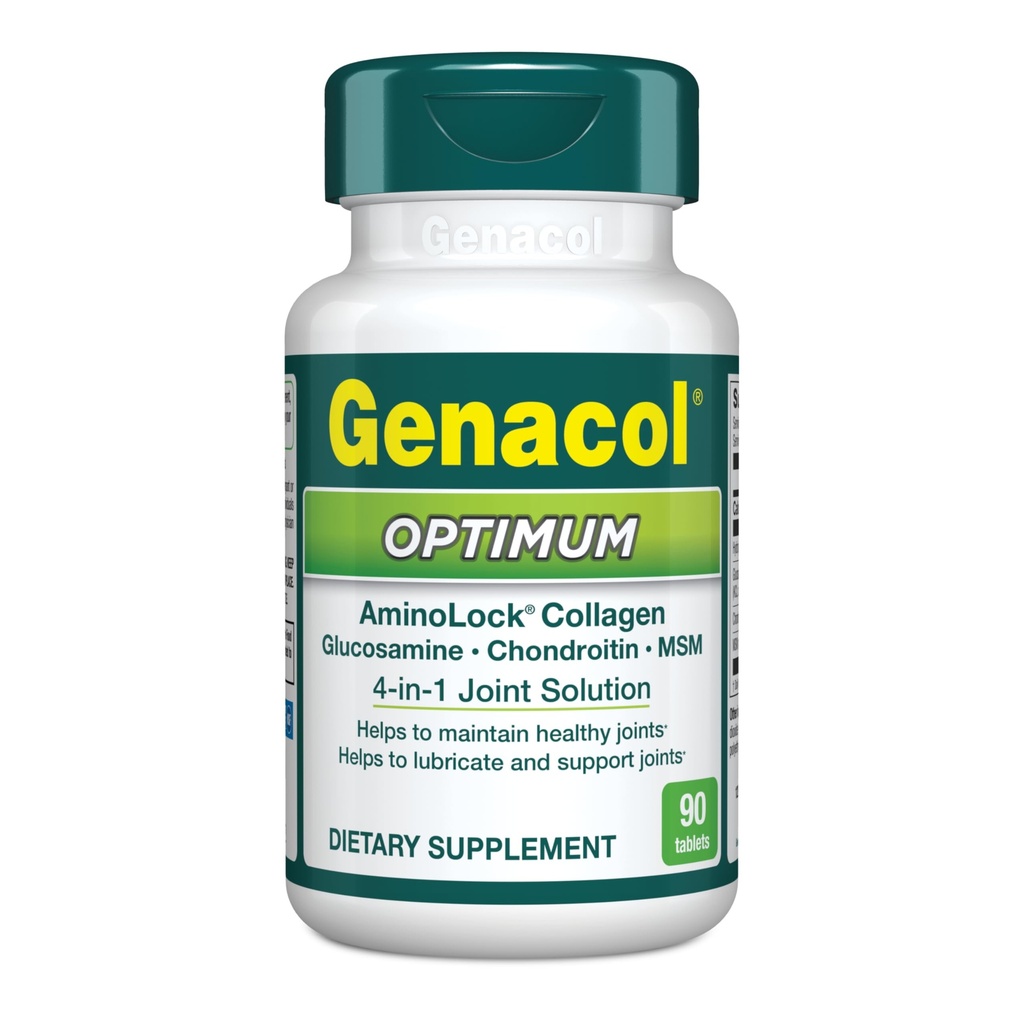 Genacol Optimum - Glukosamin, Chondroitin, MSM och Ultra-Hydrolyzed Collagen tabletter, underhåller hälsosamma gemensamma, skyddar och smörjer brosk, 90 tabletter (30-dagars leverans)