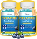 2 Pack Creatine Monohydrate Gummies för kvinnor och män, Sugar Free Vegan Creatine Supplement för byggmuskler, Öka energi och styrka, Blueberry Flavor, 120 Count