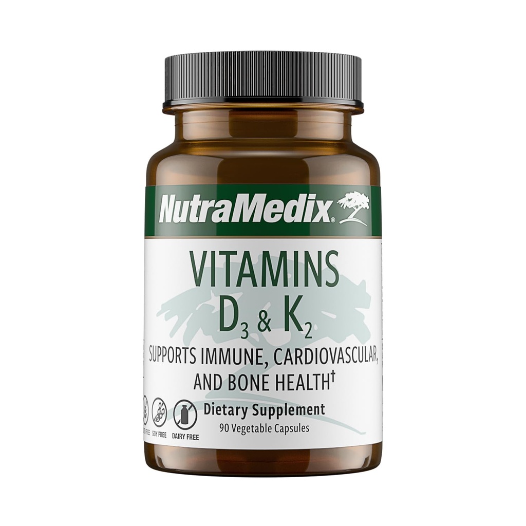 NutraMediax-vitamiini D3 ja K2 Immunosupport Supplement for Women & Men - Apua Tuki Heart Health - voi auttaa kalsiumaineenvaihdunnan (90 kapselia)