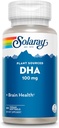 SOLARAY DHA lisäravinteet 100 mg - DH A Omega 3 rasvahapot hyvinvointia tukea, Prenatal DHA Omega 3 täydennysosa - Kasvi Lähde Algae Oil - 60 päivän takuu, 60 tarjoilua, 60 Vegan Softgels