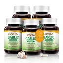 Lovita Odorless Valkosipulikapselit, 5000 mg Tuore valkosipuliekvivalentti, 1,25% Allicin Extract, tukee sydäntä, verenpainetta, kolesterolia ja immuunijärjestelmää, ei- gammaglutamaatti, 300 vegaanista kapselia