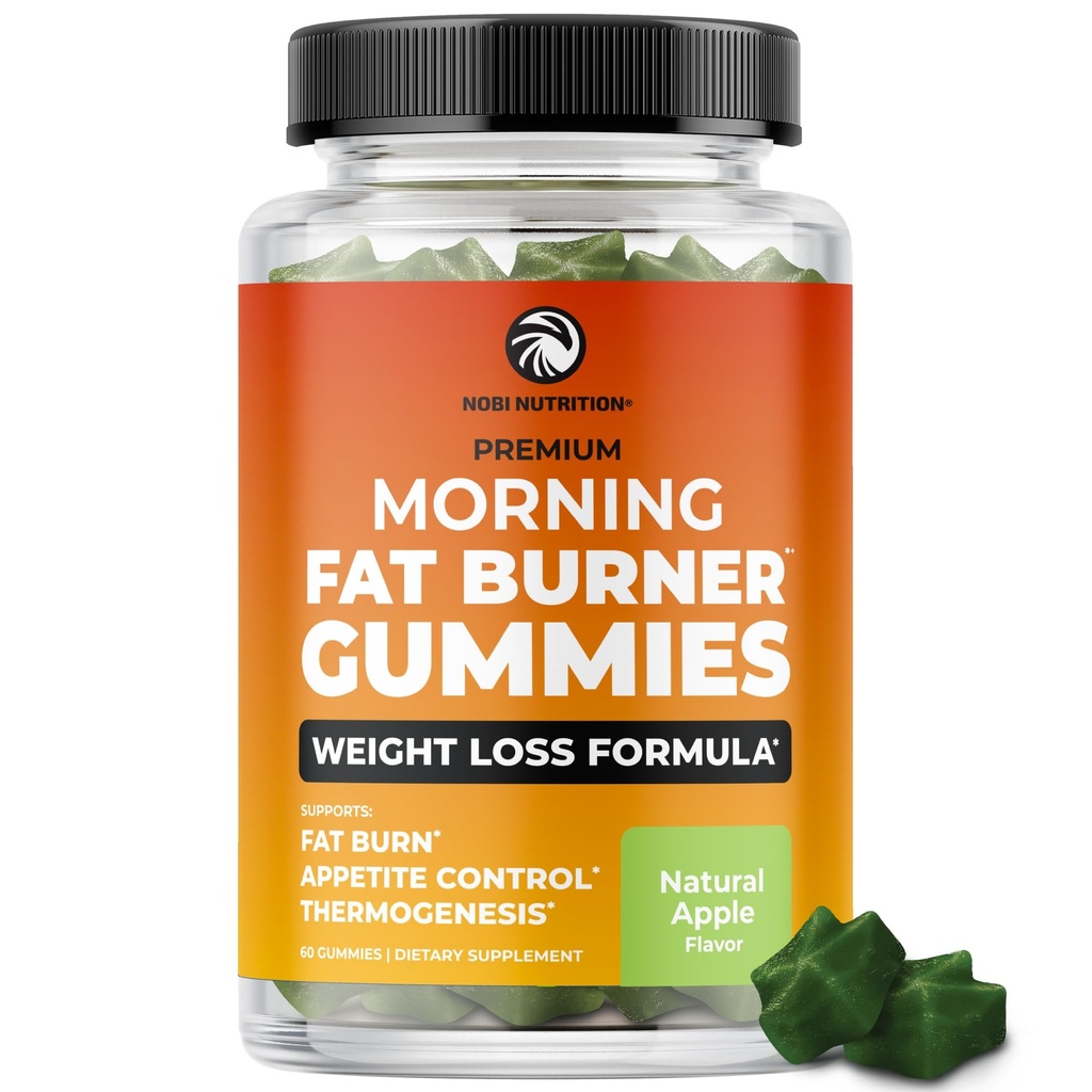 Morning Fat Burner Gummies | Viktminskning för kvinnor och män | Appetite Suppressant & Metabolism Booster | Thermogenic Belly Fat Burner med grönt te, Garcinia, Green Coffee Bean & More | 60 Gummies