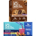 IQBAR Brain and Body Keto Protein Bars - 12 Count Chocolate Lovers Variety Low Carb, Vegan Bars & IQMIX Sugar Free Electrolyte Powder Packets - 20 Count Variety Pack Keto Electrolytes med Lions Mane