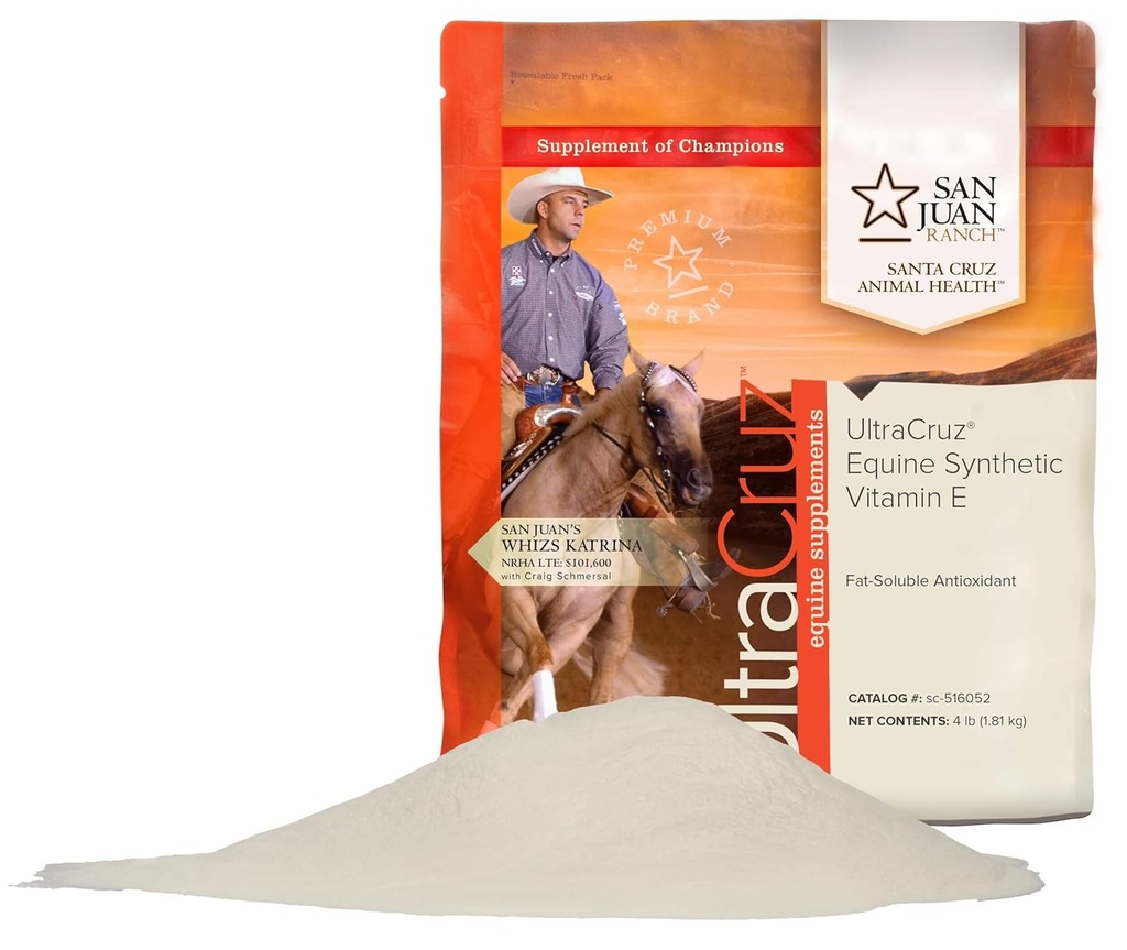 UltraCruz sc-516052 Equine Synteettinen E-vitamiini täydentää hevosille, 4 lb, jauhe (112 päivän tarjonta)