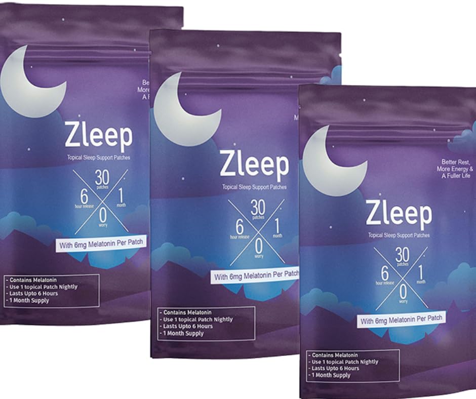 Zleep - Sleep Patches w/Dream Complex ja melatoniini edistää unen laatua ja vähentää väsymystä (3 pakkaus, 90 paikkaa)