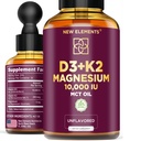 Flytande vitamin D3 med K2 & Magnesium Glycinate | Vitamin D Drops 10.000 IE | Vitamin K2 200mcg Mk7 | Vitamin D3 + K2 Supplement för Män & Kvinnor | Hög Absorption | MCT Oil | Gluten Free | Non-GMO