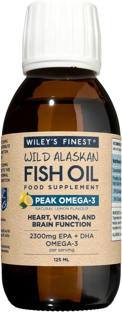 Wileys finaste Peak Omega-3 Liquid 2150mg EPA + DHA Omega-3 Natural Wild Alaskan Fish Oil Food Supplement 25 portioner
