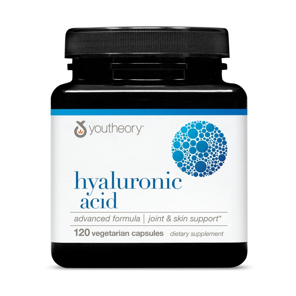 Youtheory Hyaluronic Acid Advanced Formula - Joint Support Supplement with Boswellia Extract * - Skin Health Supplement - Dairy, Soy & Gluteenittomat - 120 Kasvissyöjä Kapselit
