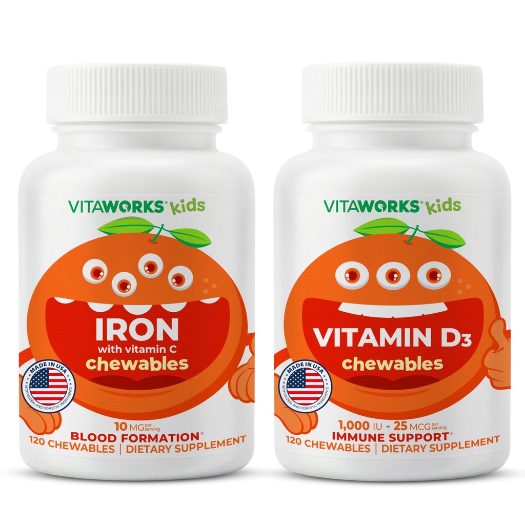 Lapset rauta 10 mg + C-vitamiini purukumi + D3-vitamiini 1000 IU purukumi