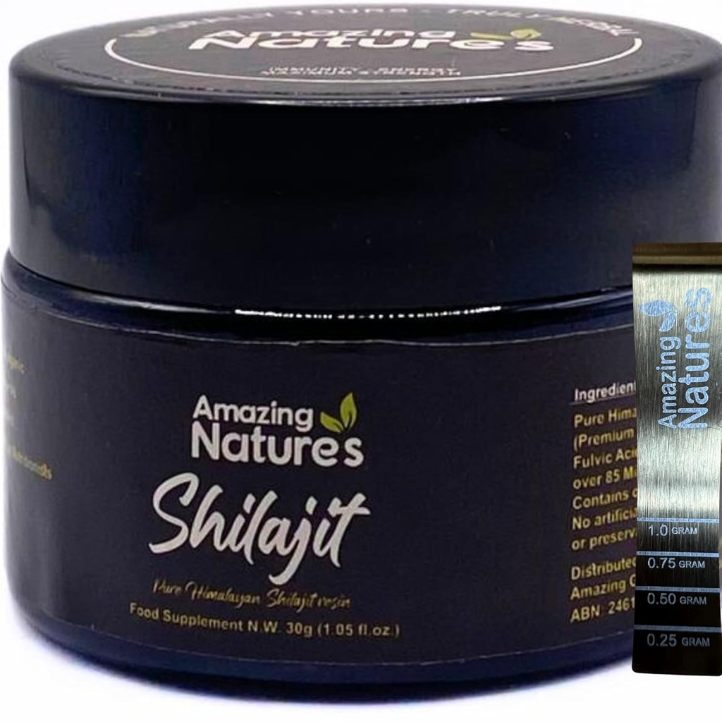 Ren Himalayan Shilajit Resin - 500 mg hög styrka organisk tillskott för energi, immunstöd och fokus | 85 + Spårmineraler, fulvic syra | 30g, Lab-Tested för renhet av fantastiska naturer