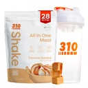 310 Nutrition All-in-One Meal Replacement Shake Powder w/Shaker Cup Starter Kit - Korkea proteiinikuitu Rich Vegan Superfood Blend - Sokeriton, Keto & Paleo Friendly, Low Carb - Caramel Sundae 28 srv