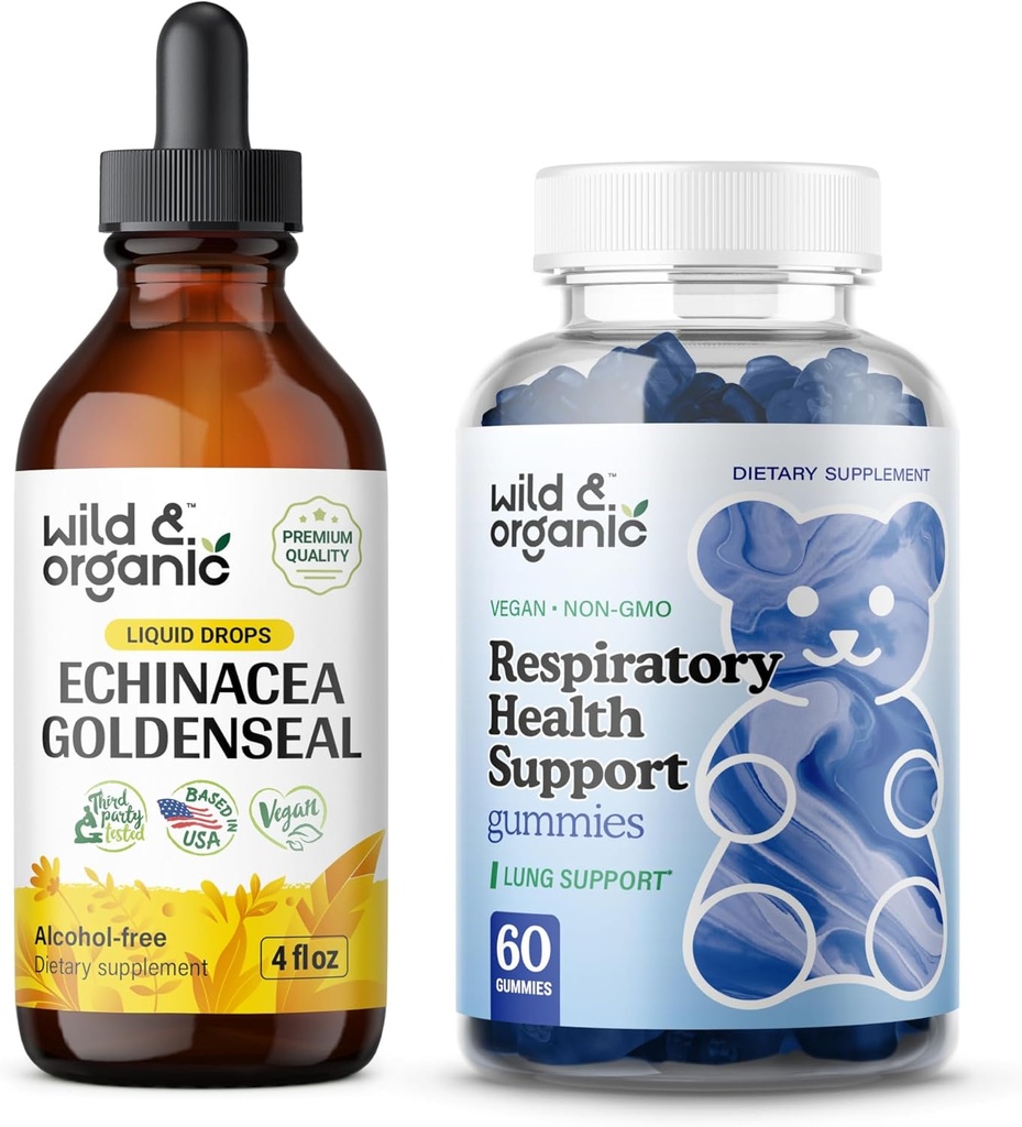 Luonnonvarainen & luomuechinacea Goldenseal Tincture 4 fl oz & Lung Detox Gummies