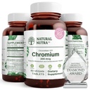Luonnollinen Nutra GTF Kromi Polynikotinaatti ChromeMate, tukee kehon aineenvaihduntaa, edistää kehon terveyttä, sydän- ja verisuoniterveys 200 mikrog, 60 vegaanitablettia