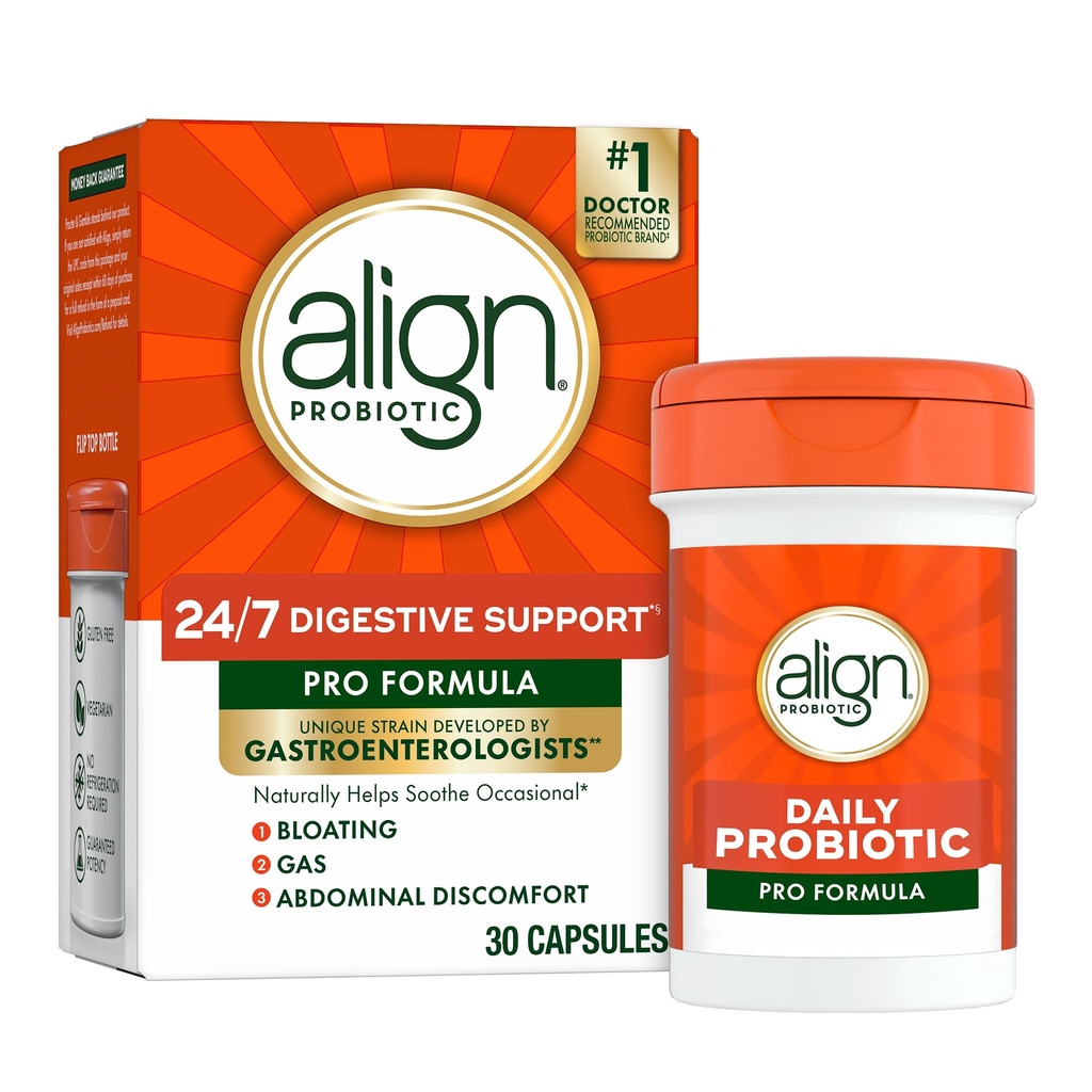 Align Probiootti, Pro Formula, Probiootit naisille ja miehille, Probiootit digestiivinen terveys, miehet ja naiset Probiootti kapselit auttaa lievittää satunnaista turvotusta ja kaasua*, 30 kapselia